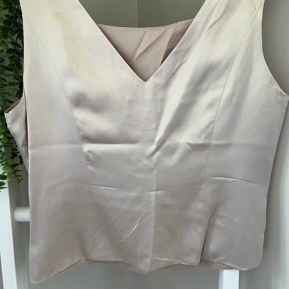 Vtg Adrianna Papell Shell Tank Tunic 100% silk sleeveless Beige Women's Medium - Picture 7 of 16